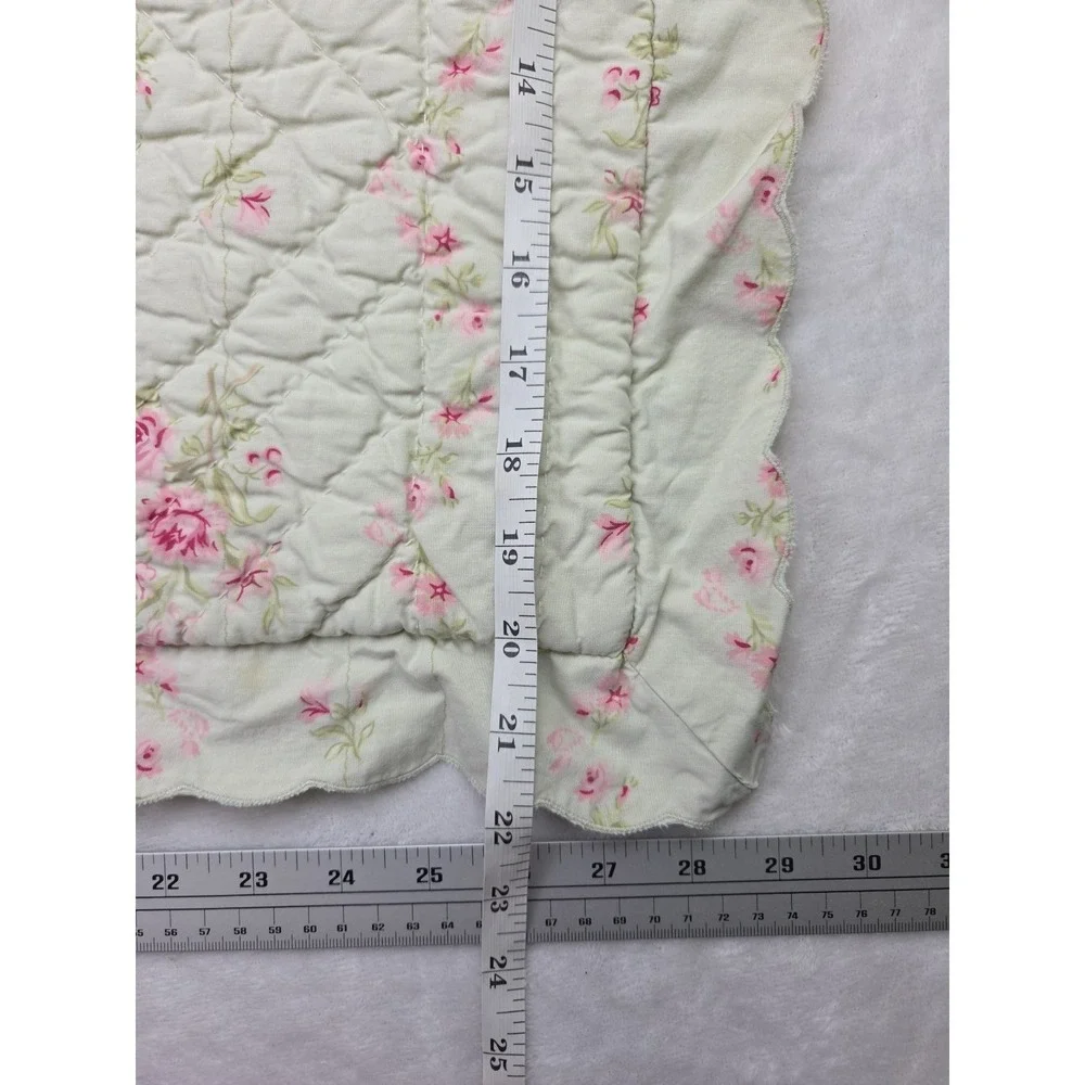 1 Simply Shabby Chic Lady Rose Green Quilted‎ Pillowcase Ruffle Cotton Cottage